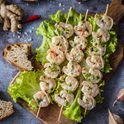 Tom Kha marinaadis grillitud krevetid